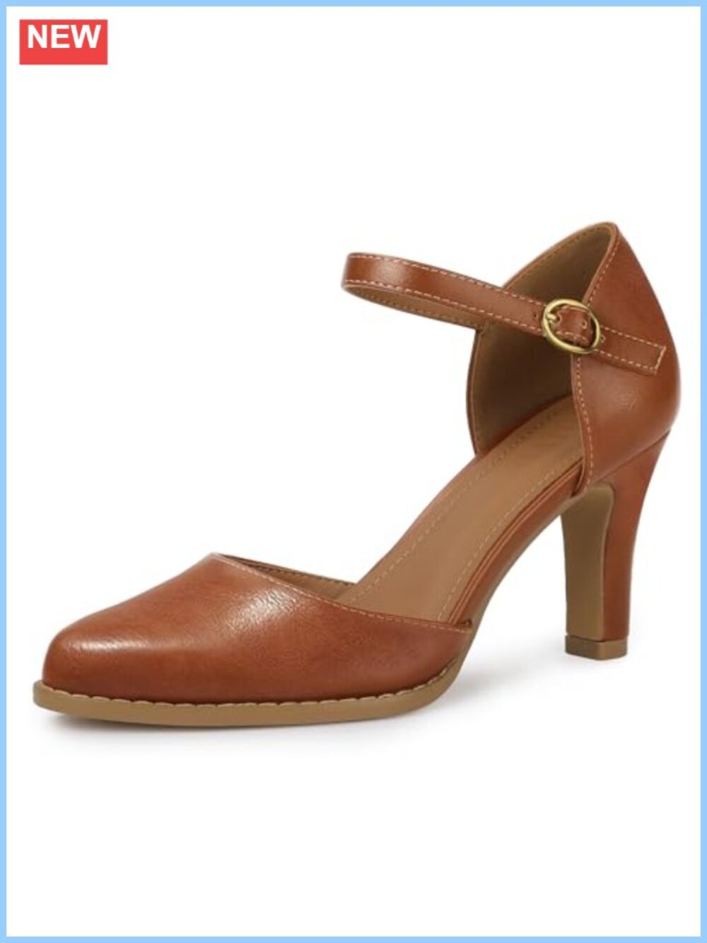 IDIFU Closed Toe Chunky High Heels Comfortable Dress Shoes for Women